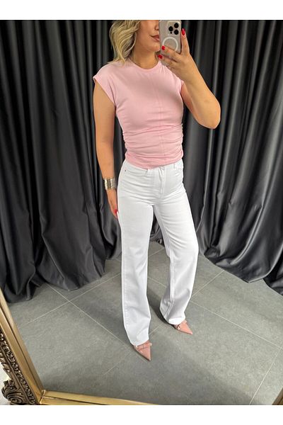 BÜŞRA PERKER 1005 White Wide Leg Jean