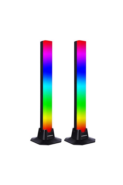 EMESZON Set of 2 RGB LED lamps, EMESZON®, RGB level meter, Ambient lighting, Music synchronization, black
