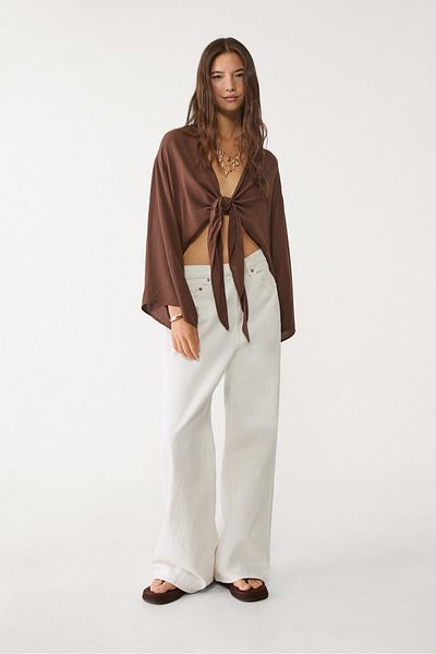 Stradivarius Flowing blouse with knot detail