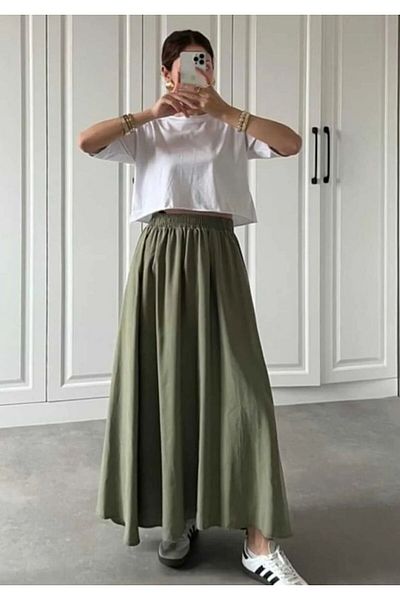 BUSEM S0017621 Bsm Waist Elastic Detailed Long Skirt