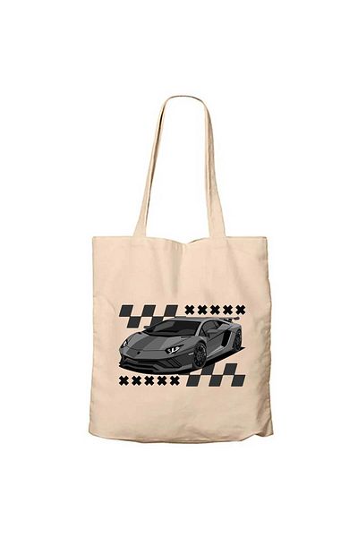 Z zepplin Lamborghini Huracan Cream Zippered Cloth Bag Gabardine