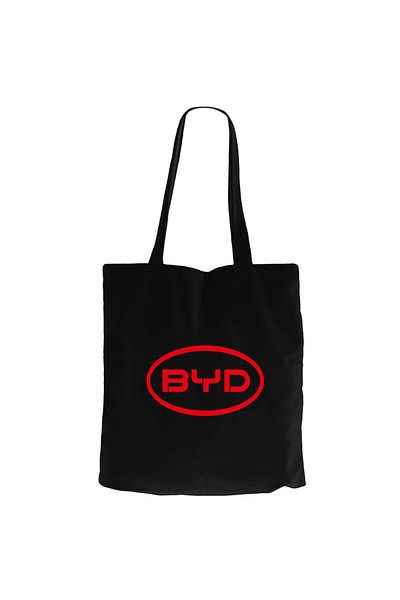 Z zepplin BYD Logo Μαύρη υφασμάτινη τσάντα με φερμουάρ Gabardine