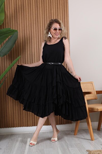 MİSLİNA BUTİK Black Dress with Strap Detail