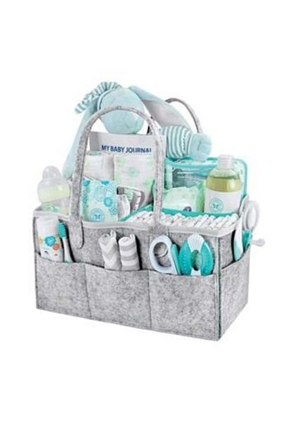OEM Organizer Storage Bag for Baby Cosmetic Products with Pockets & Felt Handles Gray 33 x 23 x 18 cm