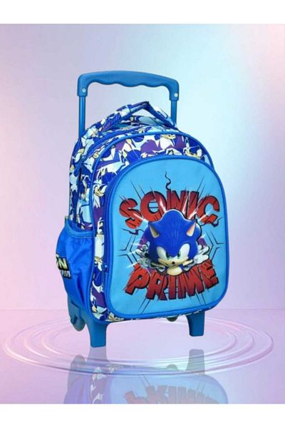 Sonic Prime Ghiozdan troller Sonic Ariciul Prime, 30 x 25 x 15 cm, Curele ajustabile, Albastru