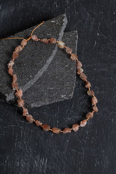 OSMANLI DOĞAL TAŞ Certified Raw Sunstone Natural Stone Necklace