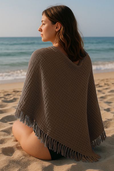 QURRY 100% Cotton Beach Towel, Large Size 100 X 200 Cm, 4 Layer Muslin Beach Towel, Sunbed Towel