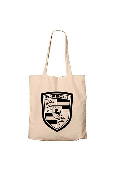 Z zepplin Porsche Logo Black Cream Canvas Tote Bag