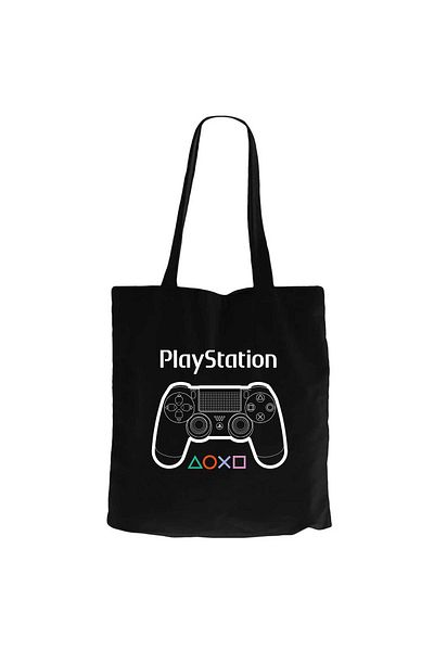 Z zepplin Playstation Gamepad Text Μαύρη υφασμάτινη τσάντα με φερμουάρ Gabardine