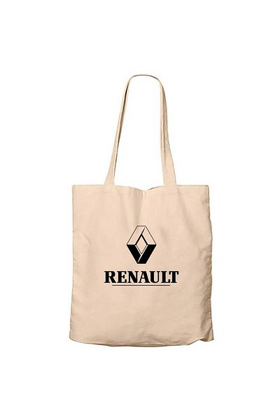 Z zepplin Renault Classic Logo Cream Zippered Cloth Bag Gabardine