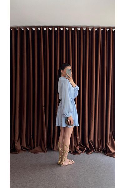 HAZELANNA Judge Collar Fluid Blue Dress