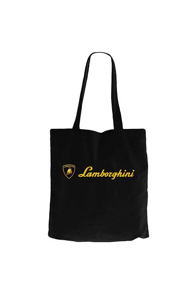 Z zepplin Lamborghini Gold Logo Text Μαύρη υφασμάτινη τσάντα με φερμουάρ Gabardine