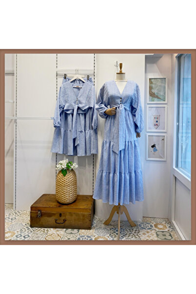 Faya Boutique Costum Kirinkıl cu mâneci balon albastru