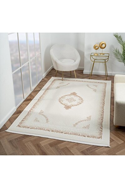 Cotto Home Scala SC001B BeJHalı Klasik Desenli Tozu Az Akrilik Salon Halısı Y...