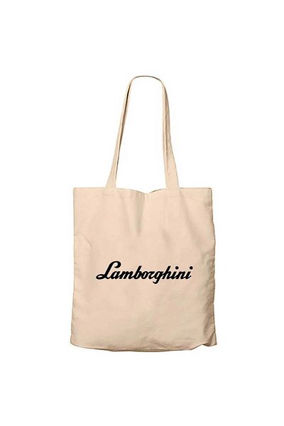 Z zepplin Lamborghini Text Black Cream Zippered Cloth Bag Gabardine