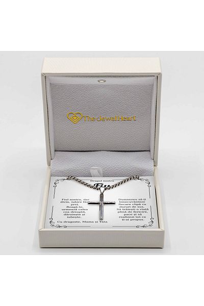 The Jewel Heart Necklace for Son – Cross Pendant, 316L Steel, Premium Packaging