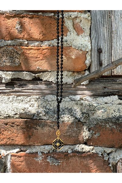 CAPO by Aytaç Yamaç Compass Pendant Onyx Natural Stone Sailor Style Men's Necklace