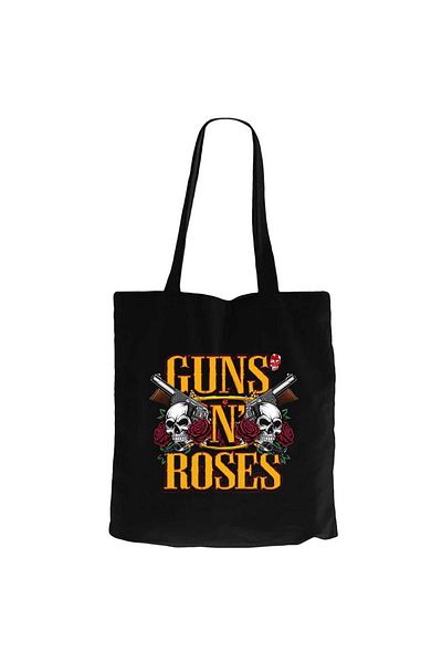 Z zepplin Guns N Roses Text Skull Black Canvas Tote Bag