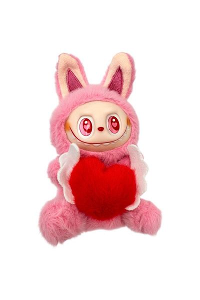 BaoBao Plus Labubu Pink 15cm – Fall in Wild – Collectible Figurine with Heart, Wings and Fluffy Fur, BaoBao