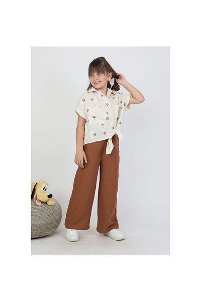 JABBER Girl's Glitter Silvery Shirt Muslin Set