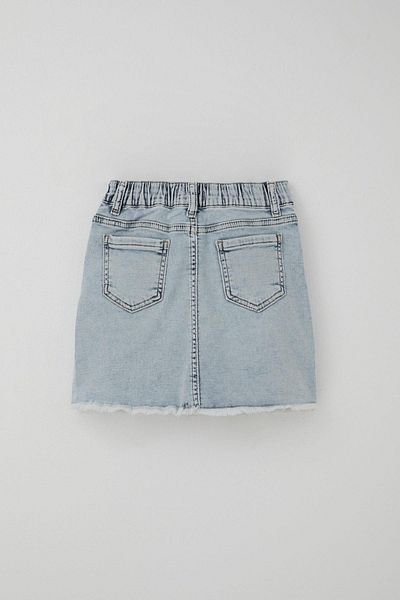 Breeze Girl's Jean Skirt Butterfly Embroidered Button Detail 6-10 Years, Light Blue