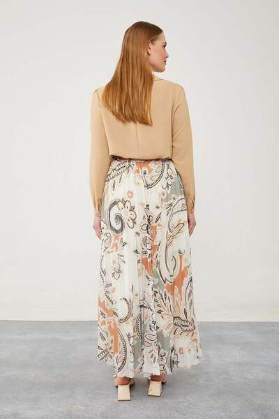 Levidor 420028 ETEK KARIŞIK DESENLİ ŞİFON ETEK QYS ETEK #24-05#