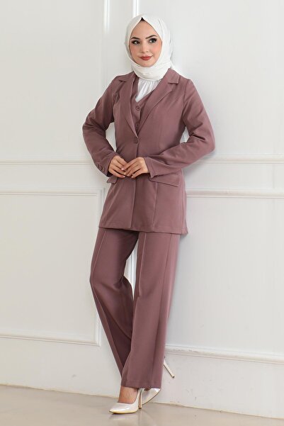 Missvalle Triple Suit with Vest Dusty Rose Msw19222