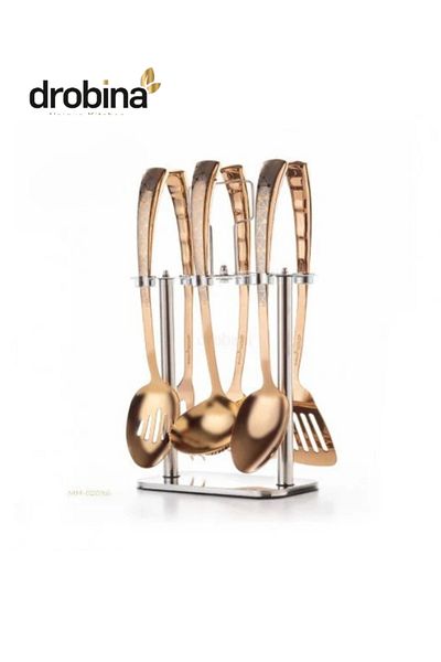 drobina Dropina 7-Piece Stainless Steel Spoon Set, Bronze Gold