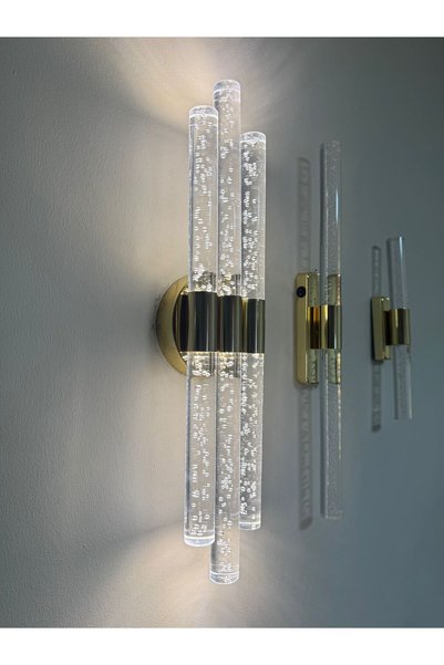 BACKHOME مصباح حائط LED بتصميم عصري من Bubbleflux Trio Large مقاس 51 سم - مصباح حائط - فضي - كهربائي - يتم التحكم فيه عن بعد - ضوء النهار