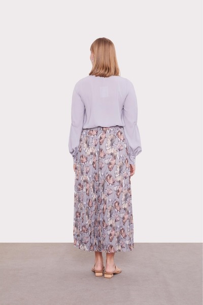 Levidor 420024 BELİ LASTİKLİ DESENLİ ŞİFON PİLİSELİ ETEK QYS ŞİFON #24-073