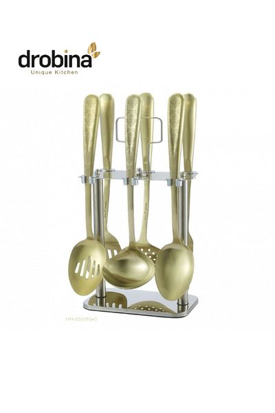 drobina Dropina 7-Piece Stainless Steel Spoon Set, Matte Gold