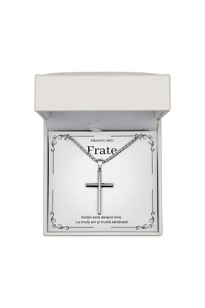 The Jewel Heart Necklace for Brother – Cross Pendant, 316L Steel, Premium Packaging