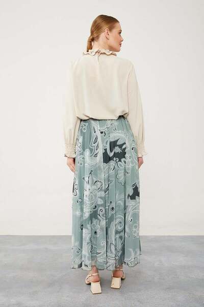 Levidor 420028 ETEK KARIŞIK DESENLİ ŞİFON ETEK QYS ETEK #24-05#