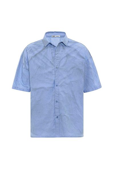 VAMOSCLO Oversize Washed Poplin Shirt Blue