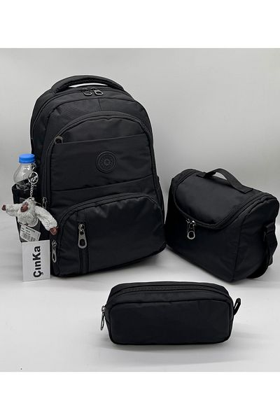 Çınka Bags Waterproof Fabric Foil Backpack with Lunch Box and Pen Holder Primary School Bag Set of 3