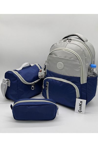 Çınka Bags Waterproof Fabric Foil Backpack with Lunch Box and Pen Holder Primary School Bag Set of 3