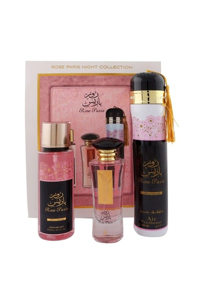 ARD AL ZAAFARAN Ard Al Zaafaran Rose Paris Night Gift Set Edp 100 ml, Perfume Mist 250 ml & Air Freshner 250 ml