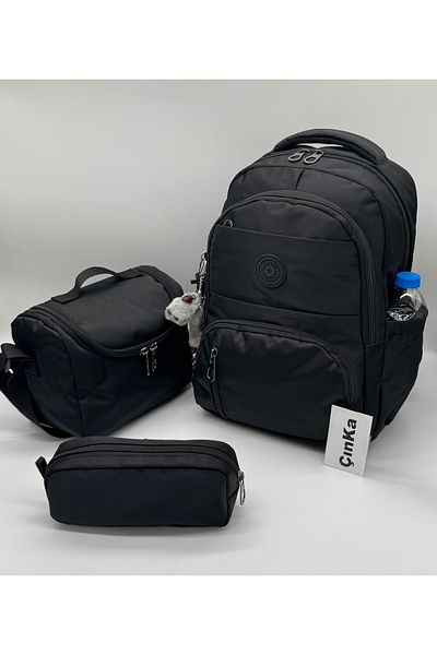 Çınka Bags Waterproof Fabric Foil Backpack with Lunch Box and Pen Holder Primary School Bag Set of 3