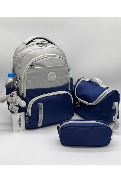 ms mixxstore Water Resistant Fabric Foil Backpack School Bag with Lunchbox and Pen Holder Set of 3