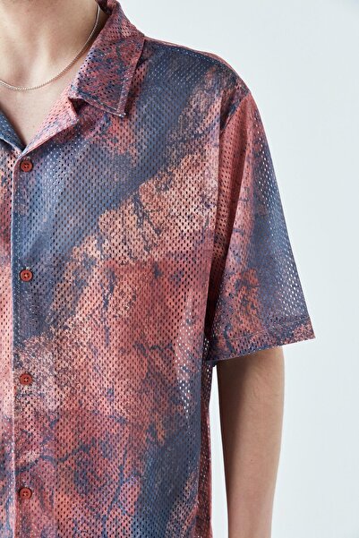 VAMOSCLO Оверсайз сорочка з візерунком та шнурком Візерунок-5