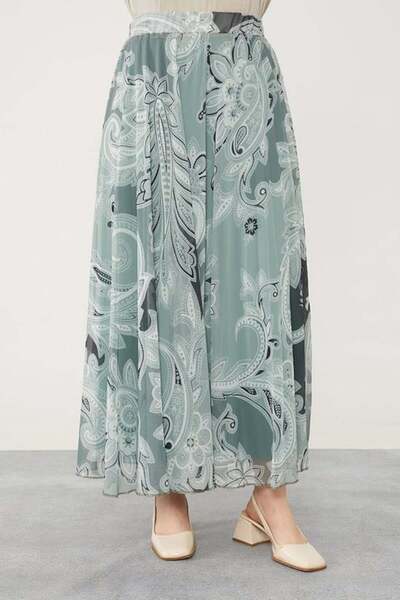 Levidor 420028 ETEK KARIŞIK DESENLİ ŞİFON ETEK QYS ETEK #24-05#