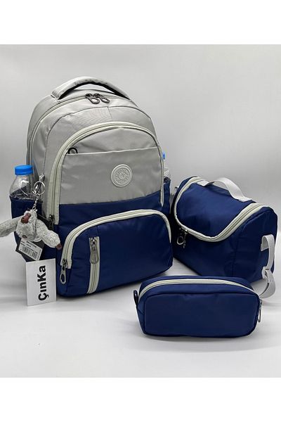 Çınka Bags Waterproof Fabric Foil Backpack with Lunch Box and Pen Holder Primary School Bag Set of 3