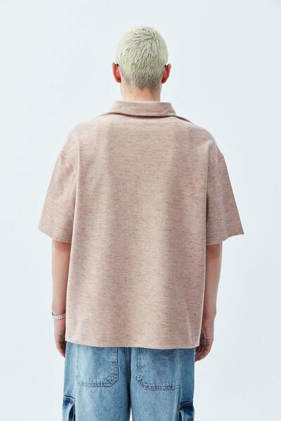 VAMOSCLO Oversize Keten Gömlek Kahve