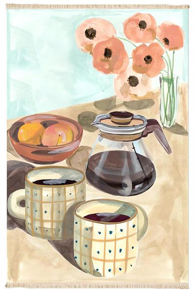 Markaev Coffee Baskılı Dokuma Taban Halı 211 YNG