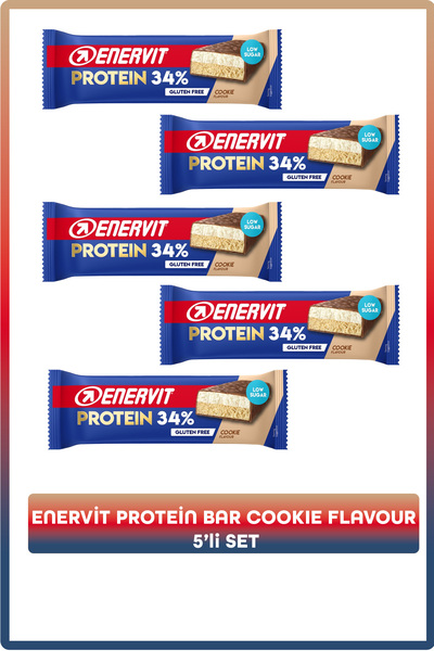 ENERVİT Enervit %34 Protein Bar Kurabiye Aromalı – 5’li Düşük Şekerli Glutens...