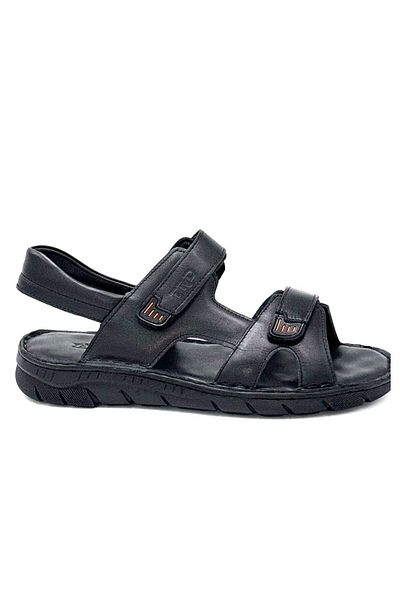 KİNDEP Kindep Tardelli Genuine Leather Casual Men's Sandals Black