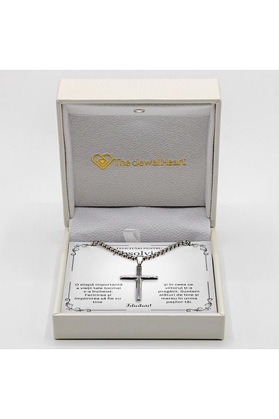 The Jewel Heart Cross Necklace For Son's Graduation – Stainless Steel, Message Packaging