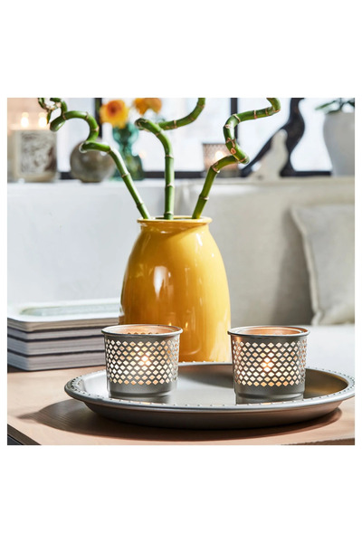 IKEA Metal Tealight Mumluk Yükseklik: 9 Cm Çelik Mum Kabı Çap: 10 cm