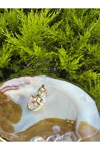 RONİ Rivus Taş Detaylı Yelpaze Sedefli Küpe