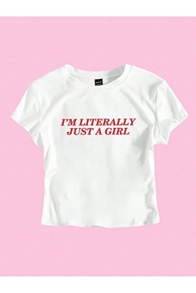 OVER HEAD Tricou Y2K pentru femei I'm Literally Just A Girl imprimat Bayb